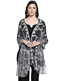 HARI MADHAV DESIGN Women's Nylon Net Embroidered Dupatta, Grey, One size