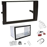Sound-way Double DIN Car Radio Installation Kit, 2 DIN Front Panel Frame, Metal Gace, Facia Adaptor, ISO Connector Cable, Antenna Adapter, Release keys, compatible with Audi A4 B6 B7, Seat Exeo