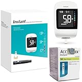 Instant Blood Glucose Monitor MMOL/L (Acc Chek) | Includes Genuine Instant Monitor + 60 Pack Instant Test Strips | Diabetes Blood Glucose Meter System | Complete Starter Kit Bundle