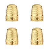 4pcs Metal Sewing Thimbles for Finger, Metal Fingertip Protectors Copper Thumb Thimble Finger Shield Thimbles Pads Guard Cover for Hand Embroidery Quilting Accessories Knitting DIY Tools (Gold)