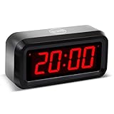 Timegyro Battery Alarm Clock Bedside, No Cords, Easy to See in the Dark, Three Brightness Settings, Long Battery Life for 12 Months, 12/24 Hour, Snooze