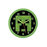 Minecraft Wall Clock, Green & Black, One Size