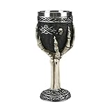 Stainless Steel Skull Wine Goblet Resin Skeletal Beer Cup Gothic Viking Warrior Skull Mug Medieval Drinkware Wineglasses Sacrifice Wine Chalice Cup Whiskey Cocktail Drinking Mug Halloween Bar Decor