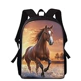 Wnbucioht Animal Brown Horse School Backpack for Toddler Kids Bookbag Animal Print Schoolbags for Kindergarten Elementary Casual Daypack Brown Horse Backpack for School Boys and Girls 5-10