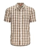 Simms Fishing Products Men's Big Sky Vented Fishing Shirt, Short Sleeve 50+ UPF Top, Driftwood Plaid, Large