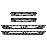 4pcs Car Outer Door Sill Protector Kick Plates for OP-EL OPC Corsa Astra Insignia Mokka Adam, Carbon Fiber Scuff Guard Threshold Cover Pedal Trim Sticker Auto Styling Accessories, Corsa
