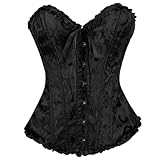 flintronic Women's Overbust Sweetheart Lace Up, Bustiers Corsets, Bridal Lingerie Lace up Satin Boned Corset, Plastic Bones Corset Bustier Top, Women's Gothic Corsets Cinchers Overbust Bodysuit