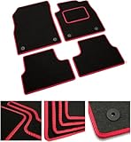 DB Bespoke - Tailored Car Mats - Compatible with Ford KA 2009-2013 - Black Carpet - Non-Slip Carpet Mat - 4 pc Complete Car Floor Mats with 1 clips - Black with Red Trim
