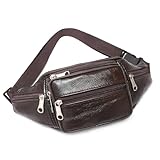 Meng Jiaran Bum Bag for Men Women Leather Bumbag Waist Bag Fanny Pack with Adjustable Belt for Walking, Travel, Gift