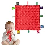 Taggy Blanket, Baby Taggy Comforter Tag Blanket Baby Comforter Toy Taggies for Babies for Newborn Boys (Red)