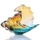 DOVDOV Hand-Blown Glass Conch Sculpture, Coastal Home Decor Conch Horn, Glass Art Seashell Ornament, Office, Living Room Tabletop Centerpiece, Bathroom Shelf top and Cabinet Decoration.