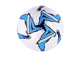 HENBRANDT Single Stitched Football in 3 Designs - White with Blue, Red or Yellow Contrast Decoration - Size 5 Standard Durable All-Weather Sports Ball for Training, Kickabouts and Playground Games