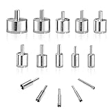 Diamond Drill Bit Set - 15-Piece Tile Hole Saw Cutter Kit for Porcelain, Soft Glass, Ceramic, and Marble