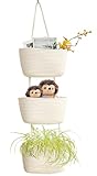 AARAINBOW Wall Hanging Cotton Baskets, Large 3 Tier Decorative Hanging Baskets for Wall Door, Boho Nursery Wall Basket for Organizing, 3 Tier Hanging Basket Bathroom (B-White)