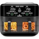 CHEFMAN 5.6L Dual Air Fryer Oven, Dishwasher Safe Frying Baskets, Double Air Fryer with Sync Finish, Hi-Fry, Auto Shutoff and Easy View Windows, Black