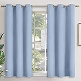 YoungsTex Baby Blue Darkening Curtains 45 Inch Long for Kids Kitchen Window - Short Length Thermal Insulated Drapes with Grommet Blackout Privacy for Bathroom Boy Bedroom, 2 Panels, 42 x 45 Inch