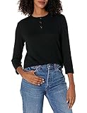Vince Women's Bracelet SLV Henley Shirt, Black, L
