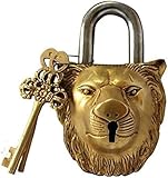 Brass Functional Padlock Collectible Golden Locks from Indian Accent (Lion Lock)