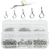 Realure 200 Pcs/5 Sizes Fly Fishing Snaps Kit XS# S# M# L# XL# Fly Hook Lure Snap Stainless Steel Quick Change Fishing Swivels No Knot Snap for Fly Fishing Jigs Lures Clips Swivels Tackle