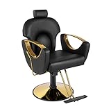 OSmari Barber Reclining Salon Chair - Height Adjustable, 360° Swivel, Multi-Function Shampoo Tattoo Chair - Black