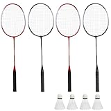 Crystals Badminton Racket Set for 2-4 Players | Includes Racquets, Shuttlecocks & Carry Bag | Fun Game for Kids & Adults | Perfect for Garden, Beach & Outdoor Sports (Four Players Badminton Set)