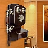 CKHSYZQ Old Wall Mounted Telephone, Retro Style Decorative Telephone Rotary Dial For Home Parlour Made Of Wood Vintage Telephone Retro Telephone