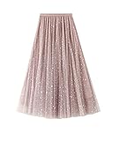 Femirah Women's Long Rainbow A Line Tulle Tutu Skirts Tiered Skirt Petticoat - Pink - One Size