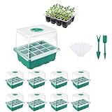 Aliangting 8 Pack Seed Trays,96 Cells Propagator Seed Tray with Lids, Plant Germination Tray Kit with Humidity DomeThicken Seedling Trays for Greenhouse & Gardens