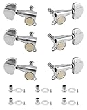 QWORK® 6PCS 3L3R guitar tuning pegs, knob tuning key, guitar machine heads, for electric or acoustic guitars, electroplated silver