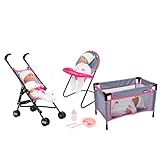 Nursey Playset | 7 Piece Nursery Playset Doll Highchair, Doll Crib, Doll Car Seat & Reusable Cutlery Set | Prams, Pushchairs and Dolls Accessories for Boys & Girls Age 3+ (Mamas & Papas)