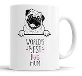 Pug World's Best Mum Mug Dog Mum Pug Mum Cup Friend Funny Gift for Birthday Christmas, Pug Mug