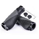 PRUNUS Bike Handlebar Grips, Mountain Bike Grips Non-slip Rubber, Bicycle MTB Grips Shockproof Waterproof with Aluminum Double Lock-On Design, Ergonomic BMX Grips for Most Bikes