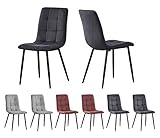 mcc direct Set of 2 Faux Matte Suede Leather Dining Chairs With metal Legs home& restaurants henri (Black)