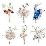 NICENEEDED 6 Pcs Ballet Dancer Brooches, Rhinestone Crystal brooch, Wings Clothing Pins Accessories for Dress decoration Wedding Christmas