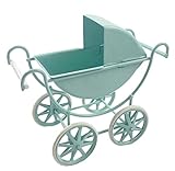 Melody Jane Dolls House Light Blue Baby Pram Metal Old Fashioned Nursery Furniture1:12 Scale
