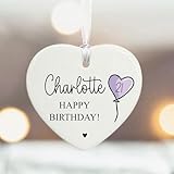 Personalised Birthday Porcelain Heart – Custom Ceramic Hanging Heart with Name & Age – Birthday Token Gift for Any Age