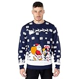 NOROZE Men's Christmas Jumpers Xmas Santa to The Pub Reindeer Novelty Unisex Long Sleeves Crew Neck Winter Pullover Top (XXL, Santa to The Pub Navy)