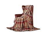 DREAMLANDING Fleece Throws For Sofa Bed Chair Soft Colorful Oversized, Decorative Ultra-Plush Throw Blanket (230x230cm, Red Plaid)