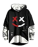Hello MrLin Men's Techwear Hip Hop Hoodie Japanese Streetwear Patchwork Urban Jumper Black
