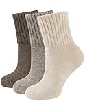 CLOSEMATE Womens Thermal Socks Warm Winter Socks 3 Pairs Thick Comfy Work Hiking Crew Boot Socks Gifts for Ladies UK Size 4-8(Coffee Assorted-001)