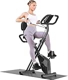 Dskeuzeew Foldable Exercise Bike, 8 Resistance Exercise Bike With Heart Rate Sensors, Adjustable Fitness Bike With LCD - Foldable Stationary Fitness Bicycle for Indoor Cycling (Black)