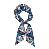 DUWAA Statue Of Liberty Print Print Silk Feeling Scarf For Women, Lightweight Long Satin Headscarf, Fashion Silky Headbands