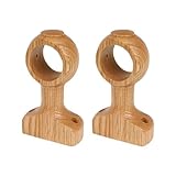 HEVSTIL 2-Pack Natural Wood Curtain Rod Brackets – Sturdy Wooden Curtain Rod Holders for 1.4" (1-2/5") Poles | Decorative Wood Curtain Supports for Living Room & Bedroom