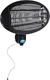 Prem-I-Air 2 kW Wall Mounted Patio Heater with 3 Heat Settings in Black. Electric Outdoor Garden Heating