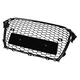 Artudatech RS4 Style Mesh Front Bumper Grille Grill Fit for Audi A4 S4 2013-2016 Gloss Black