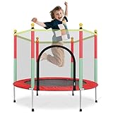 Ccarzzi Trampoline 4.6FT/140CM Toddler Trampoline Round with Safety Enclosure Net, Indoor & Outdoor Playset for Boys & Girls Aged 1-8