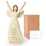 Retirement Gifts for Women 2025, Happy Retirement Decorations - Ideas Leaving Gifts for Women Colleagues Teacher Nurses Friends, 7.5"Retired Angel Figurine Statue Party Decorations