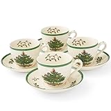 Portmeirion Home & Gifts Spode Tea Cup and Saucer, Ceramic, Multi-Colour, Set of 4