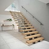 Rothley Matt Black Internal 3.6m Easy Fit Stainless Steel Staircase Handrail Kit, KMB3600I