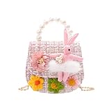 Little Girls Handbag Shoulder Messenger Bag Portable Mini Flip Wallet Suitable for Ages 2-7 (A-Pink)
